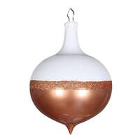 Vickerman 12" Rose Gold / White Candy Glitter Drop Ornament