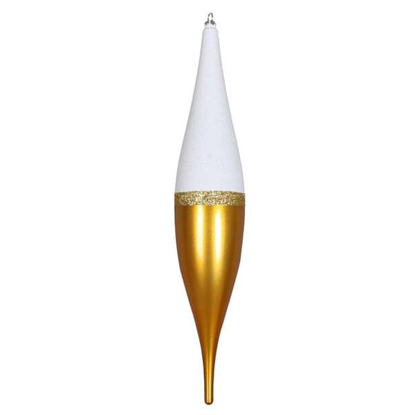 13" Gold Candy/White Glitter Drop Ornament (3 pack)