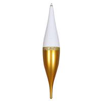 Vickerman 13" Gold Candy/White Glitter Drop Ornament (3 pack)