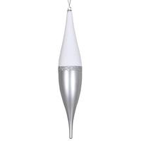 Vickerman 13" Silver Candy/White Glitter Drop Ornament (3 pack)