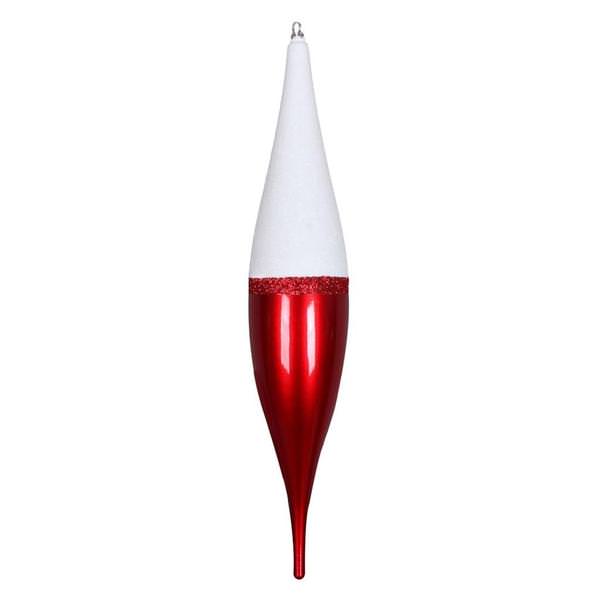 13" Red Candy/White Glitter Drop Ornament (3 pack)