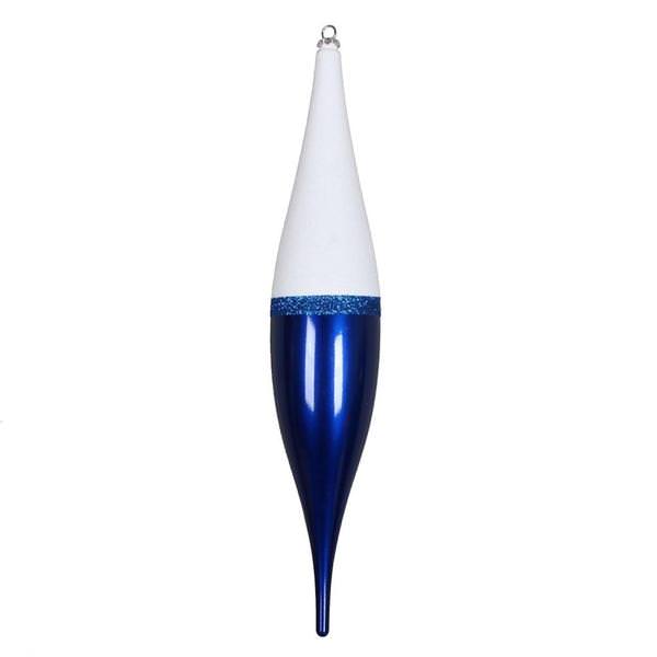 13" Blue Candy/White Glitter Drop Ornament (3 pack)