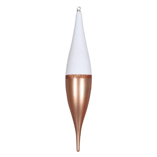 13" Rose Gold Candy/White Glitter Drop Ornament (3 pack)