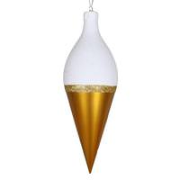 Vickerman 12" Gold / White Candy Glitter Drop Finial Ornament
