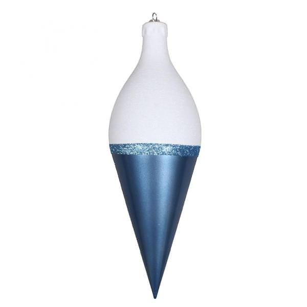 12" Periwinkle / White Candy Glitter Drop Finial Ornament