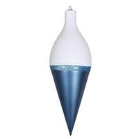 Vickerman 12" Periwinkle / White Candy Glitter Drop Finial Ornament
