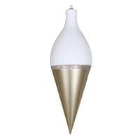 Vickerman 12" Champagne / White Candy Glitter Drop Finial Ornament