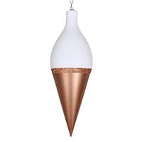 Vickerman 12" Rose Gold / White Candy Glitter Drop Finial Ornament