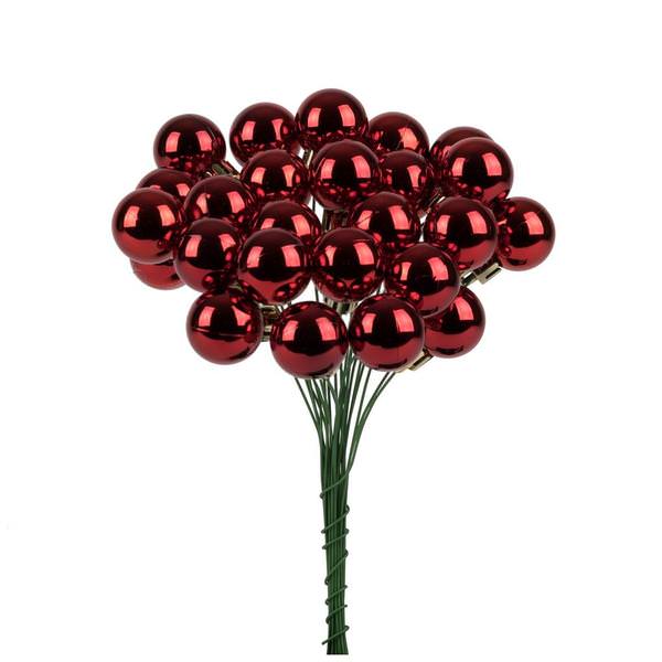 6" x 1" Red Shiny Ball Ornament Pick (2 pack)