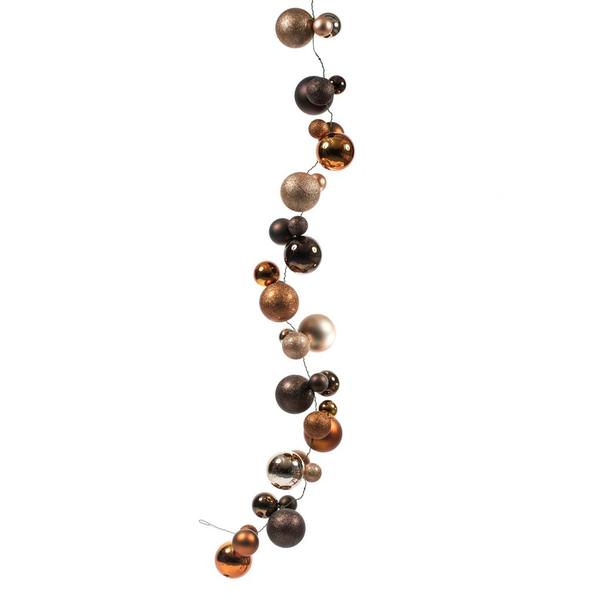 6' Cafe Latte / Chocolate / Copper Assorted Ball Garland