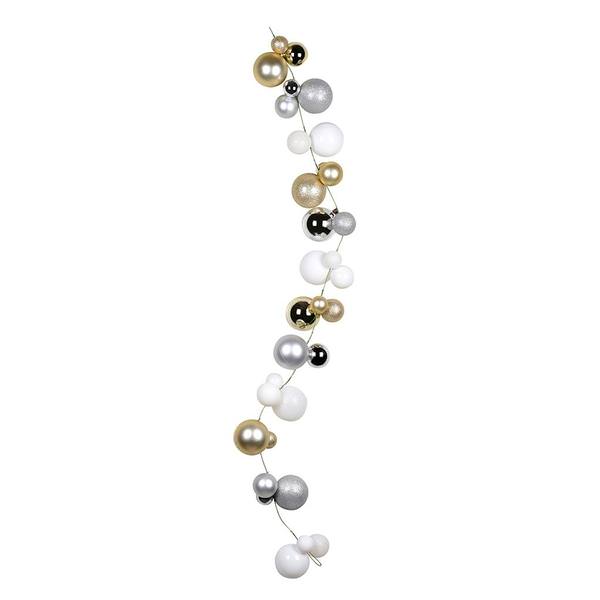 6' Champagne / Silver / White Assorted Ball Garland