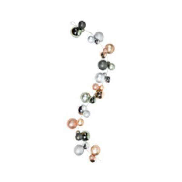 6' Cafe Latte / Wrought Iron / Silver Assorted Ball Garland