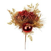 Vickerman 8" Red / Gold Ornament Pick (3 pack)