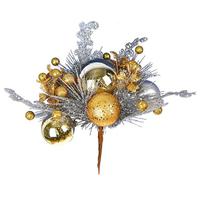 Vickerman 10" Antique Gold / Silver Ornament Pick (2 pack)