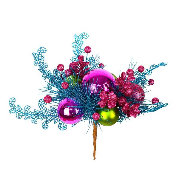 10" Blue / Green / Fuchsia Ornament Pick (2 pack)