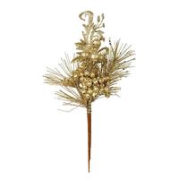 Vickerman 10" Champagne Berry Glitter Leaf Pick (12 pack)