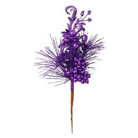 Vickerman 10" Purple Berry Glitter Leaf Pick (12 pack)