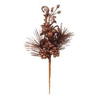 Vickerman 10" Chocolate Berry Glitter Leaf Pick (12 pack)