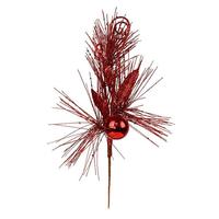 Vickerman 10" Red Ornament Glitter Leaf Pick (12 pack)