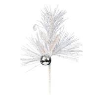 Vickerman 10" White Ornament Glitter Leaf Pick (12 pack)
