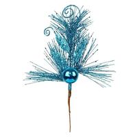 Vickerman 10" Turquoise Ornament Glitter Leaf Pick (12 pack)