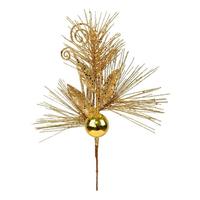 Vickerman 10" Antique Gold Ornament Glitter Leaf Pick (12 pack)