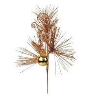 Vickerman 10" Honey Gold Ornament Glitter Leaf Pick (12 pack)