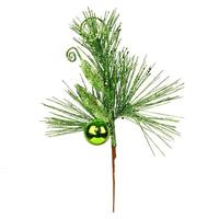 Vickerman 10" Lime Ornament Glitter Leaf Pick (12 pack)