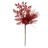 Vickerman 10" Red Pinecone Glitter Leaf Pick (12 pack)