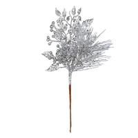 Vickerman 10" Silver Pinecone Glitter Leaf Pick (12 pack)
