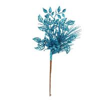 Vickerman 10" Turquoise Pinecone Glitter Leaf Pick (12 pack)