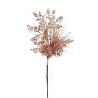 Vickerman 10" Rose Gold Pinecone Glitter Leaf Pick (12 pack)