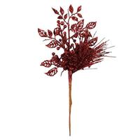 Vickerman 10" Burgundy Pinecone Glitter Leaf Pick (12 pack)