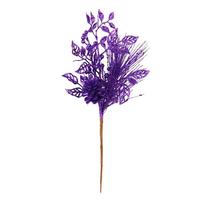 Vickerman 10" Purple Pinecone Glitter Leaf Pick (12 pack)