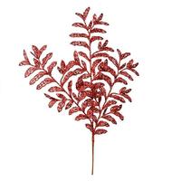 Vickerman 22" Red Bipinnate Glitter Leaf Spray (12 pack)