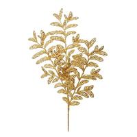 Vickerman 22" Antique Gold Bipinnate Glitter Leaf Spray (12 pack)