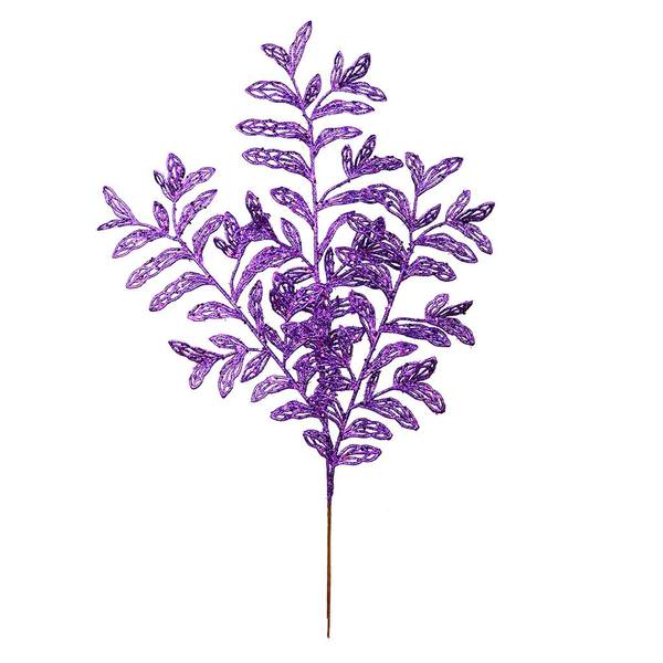 22" Purple Bipinnate Glitter Leaf Spray (12 pack)