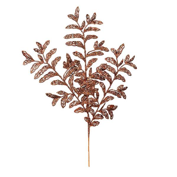 22" Chocolate Bipinnate Glitter Leaf Spray (12 pack)