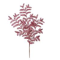Vickerman 22" Pink Bipinnate Glitter Leaf Spray (12 pack)
