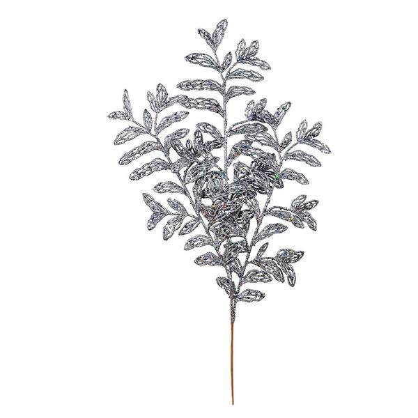 22" Gunmetal Bipinnate Glitter Leaf Spray (12 pack)