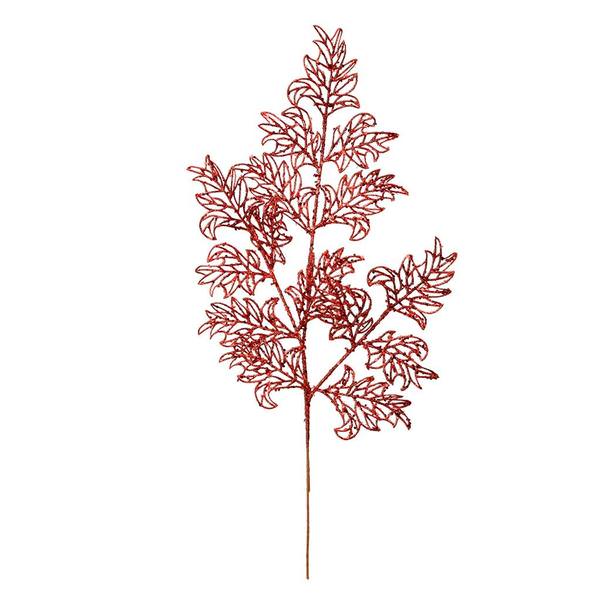 22" Red Glitter Lace Holly Leaf Spray (12 pack)
