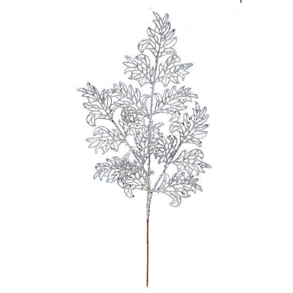 22" Silver Glitter Lace Holly Leaf Spray (12 pack)