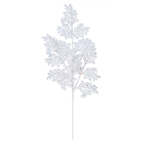 22" White Glitter Lace Holly Leaf Spray (12 pack)