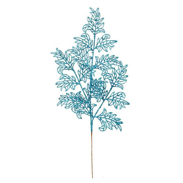 22" Turquoise Glitter Lace Holly Leaf Spray (12 pack)