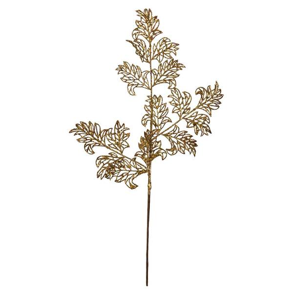 22" Gold Glitter Lace Holly Leaf Spray (12 pack)