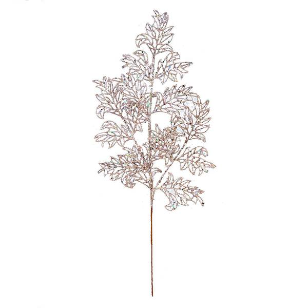 22" Rose Gold Glitter Lace Holly Leaf Spray (12 pack)