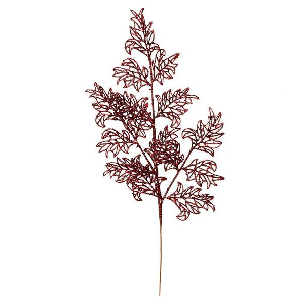 22" Burgundy Glitter Lace Holly Leaf Spray (12 pack)
