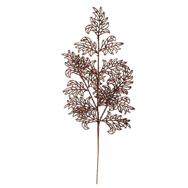 22" Chocolate Glitter Lace Holly Leaf Spray (12 pack)