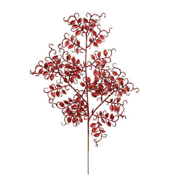 22" Red Glitter Mini Ruscus Leaf Spray (12 pack)