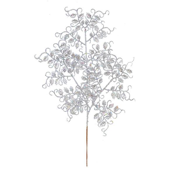 22" Silver Glitter Mini Ruscus Leaf Spray (12 pack)